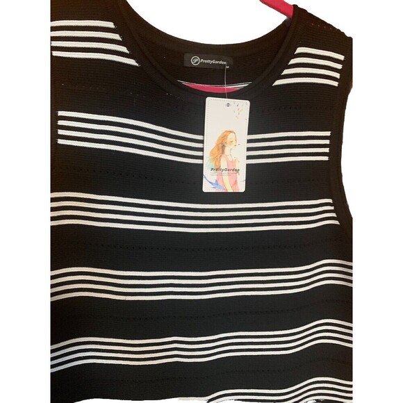 Women’s Medium Knit Striped Body-Con Maxi Dress Black White side slits Summer - Picture 2 of 7